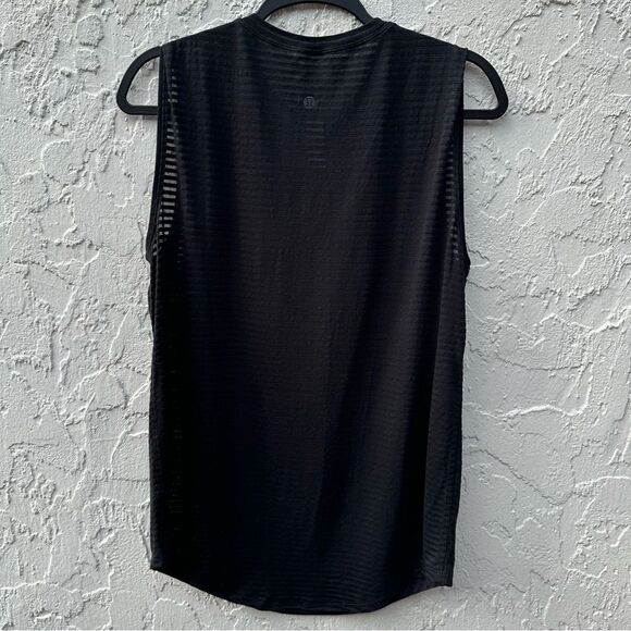 LULULEMON Top Women 6 Tank Sleeveless Stripe Sheer Black - Picture 4 of 6